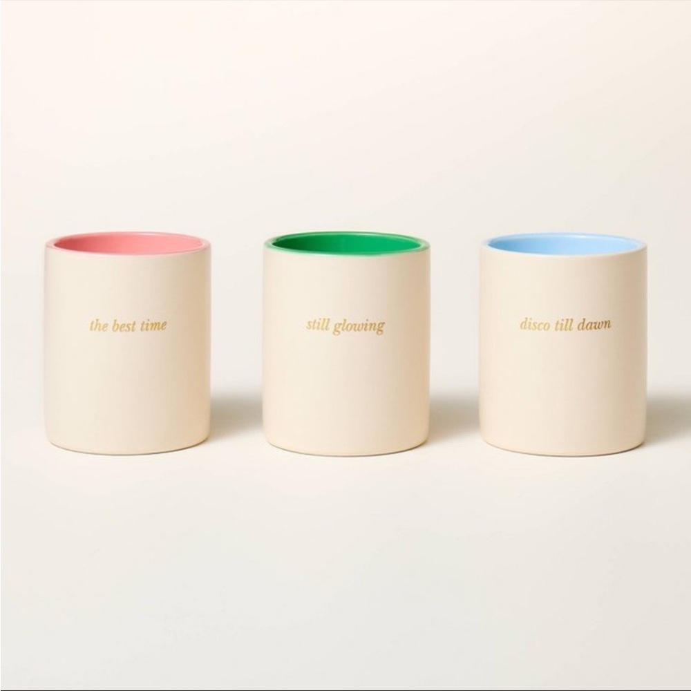 Kate Spade X Target Ceramic Jar 3 Candle Gift Set Cream containers, NIB